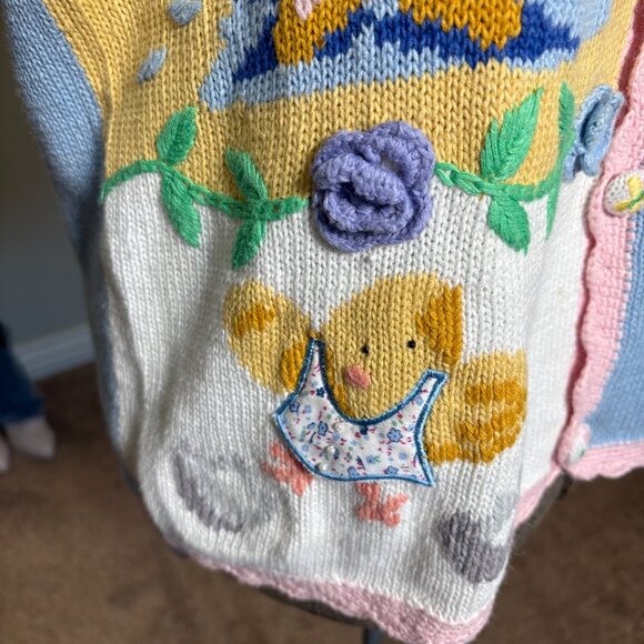 Vintage Eagle's Eye Collectibles Easter Whimsical Button Up Knit Sweater M - Picture 5 of 12